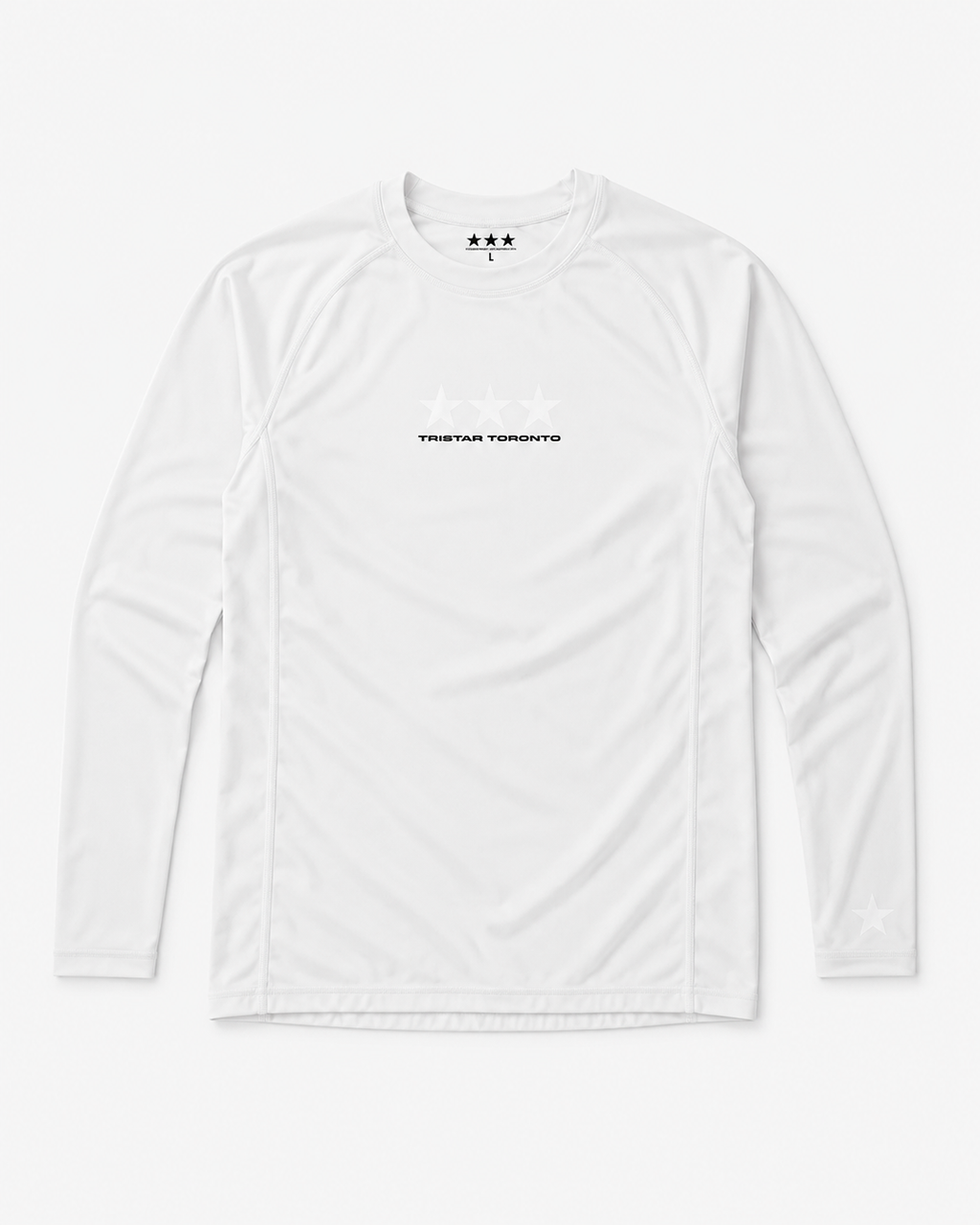 Three-Star Long Sleeve Rashguard — White